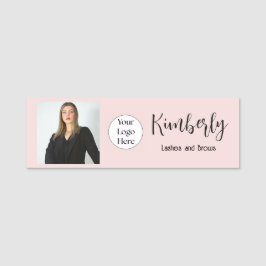 Blush Roze Script Logo Foto Wimper Artiest Naamplaatje