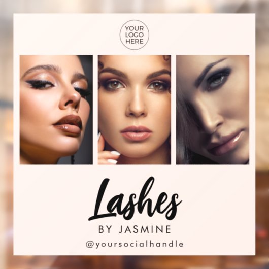 Blush Roze Script Logo Foto Wimper Artiest Raamsticker (Vel 2)