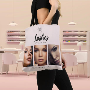 Blush Roze Script Logo Foto Wimper Artiest Tote Bag