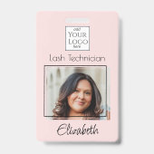 Blush Roze Script Logo Foto Wimper Badge (Voorzijde)