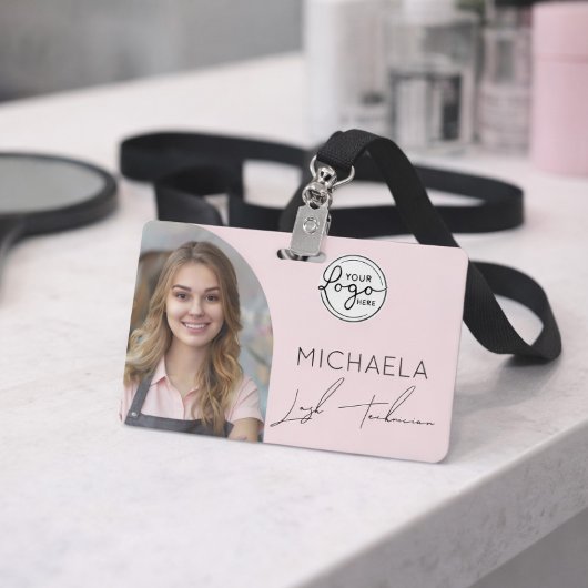Blush Roze Script Logo Foto Wimper Technicus Badge