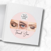 Blush Roze Script Logo Foto Wimpers Bedankt Ronde Sticker