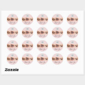 Blush Roze Script Logo Foto Wimpers Bedankt Ronde Sticker (Vel)