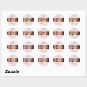 Blush Roze Script Logo Foto Wimpers Bedankt Ronde Sticker (Vel)