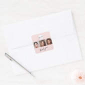 Blush Roze Script Logo Foto Wimpers Bedankt Vierkante Sticker (Envelop)