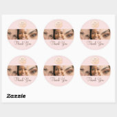 Blush Roze Script Logo Foto Wimpers Dank Je  Ronde Sticker (Vel)