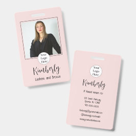 Blush Roze Script Logo Foto Wimpers en Wenkbrauwen Badge