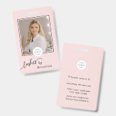 Blush Roze Script Logo Foto Wimpers Make-up Badge (Voor- en achterkant)