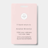 Blush Roze Script Logo Foto Wimpers Make-up Badge (Achterkant)