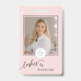 Blush Roze Script Logo Foto Wimpers Make-up Badge