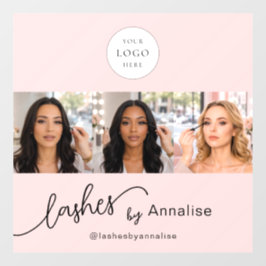 Blush Roze Script Logo Foto Wimpers Make-up Studio Raamsticker