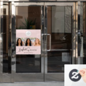 Blush Roze Script Logo Foto Wimpers Make-up Studio Raamsticker (Kantoordeur)