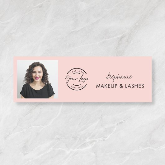 Blush Roze Script Logo Foto Wimpers Naamplaatje