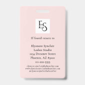 Blush Roze Script Logo Foto Wimpers Studio Badge (Achterkant)