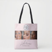 Blush Roze Script Logo Foto Wimpers Studio Tote Bag (Voorkant)