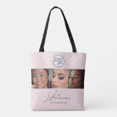 Blush Roze Script Logo Foto Wimpers Studio Tote Bag (Achterkant)