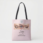 Blush Roze Script Logo Foto Wimpers Studio Tote Bag (Voorkant)