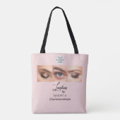 Blush Roze Script Logo Foto Wimpers Studio Tote Bag (Achterkant)