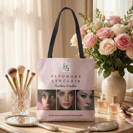 Blush Roze Script Logo Foto Wimpers Studio Tote Bag
