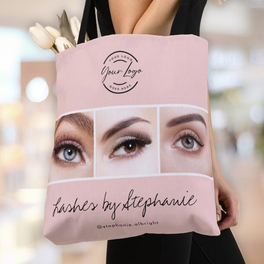 Blush Roze Script Logo Foto Wimpers Studio Tote Bag
