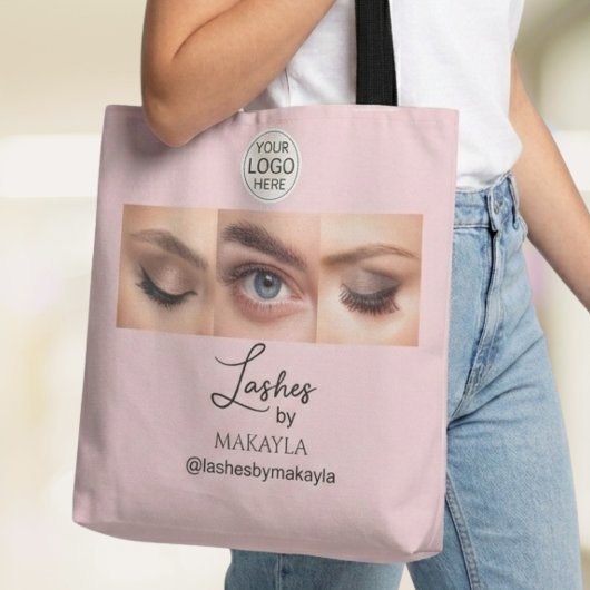 Blush Roze Script Logo Foto Wimpers Studio Tote Bag