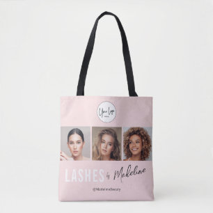 Blush Roze Script Logo Foto Wimpers Studio Tote Bag