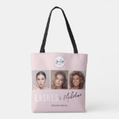 Blush Roze Script Logo Foto Wimpers Studio Tote Bag (Achterkant)