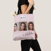 Blush Roze Script Logo Foto Wimpers Studio Tote Bag (Dichtbij)