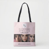 Blush Roze Script Logo Foto Wimpers Studio Tote Bag (Voorkant)