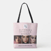 Blush Roze Script Logo Foto Wimpers Studio Tote Bag (Achterkant)