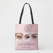 Blush Roze Script Logo Foto Wimpers Studio Tote Bag (Voorkant)