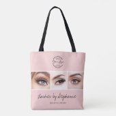 Blush Roze Script Logo Foto Wimpers Studio Tote Bag (Achterkant)
