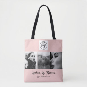 Blush Roze Script Logo Foto Wimpers Studio Tote Bag