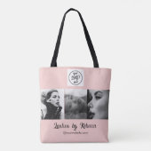 Blush Roze Script Logo Foto Wimpers Studio Tote Bag (Achterkant)