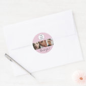 Blush Roze Script Logo Foto Wimperstudio Bedankt Ronde Sticker (Envelop)