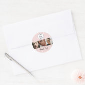 Blush Roze Script Logo Foto Wimperstudio Bedankt Ronde Sticker (Envelop)