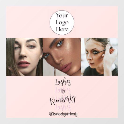 Blush Roze Script Logo Foto Wimperstudio Raamsticker (Vel)