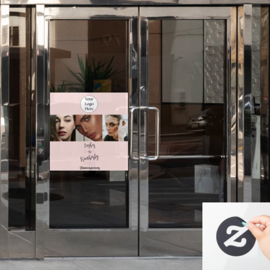Blush Roze Script Logo Foto Wimperstudio Raamsticker (Kantoordeur)