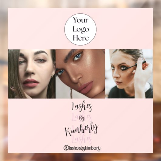 Blush Roze Script Logo Foto Wimperstudio Raamsticker (Vel 2)