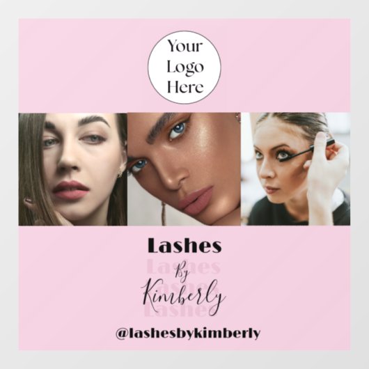 Blush Roze Script Logo Foto Wimperstudio Raamsticker (Vel)