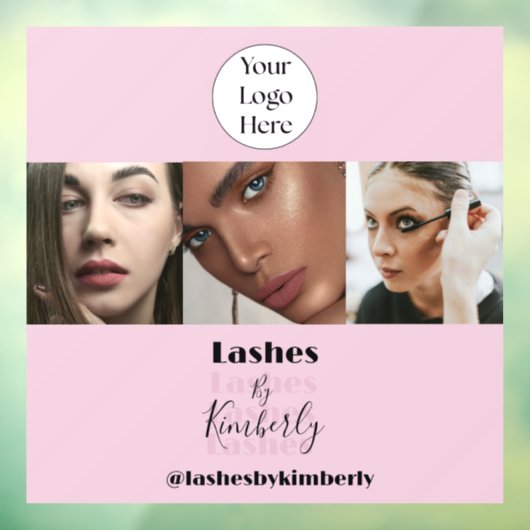 Blush Roze Script Logo Foto Wimperstudio Raamsticker (Vel 3)