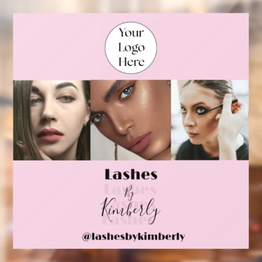 Blush Roze Script Logo Foto Wimperstudio Raamsticker (Vel 2)