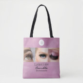 Blush Roze Script Logo Foto Wimperstudio  Tote Bag (Voorkant)