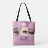Blush Roze Script Logo Foto Wimperstudio  Tote Bag (Achterkant)