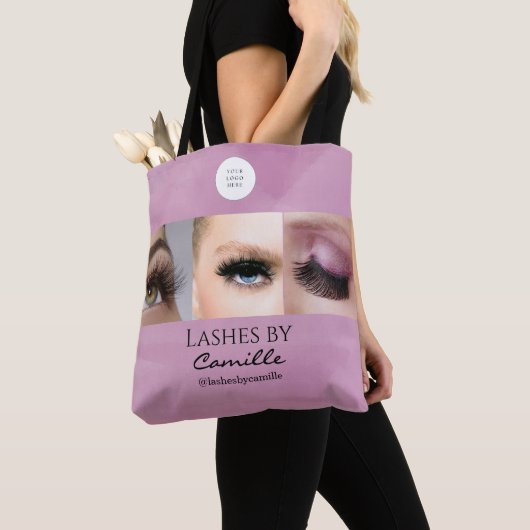 Blush Roze Script Logo Foto Wimperstudio  Tote Bag (Dichtbij)