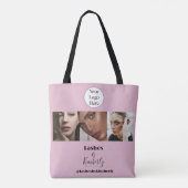 Blush Roze Script Logo Foto Wimperstudio Tote Bag (Achterkant)