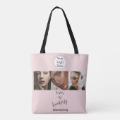 Blush Roze Script Logo Foto Wimperstudio Tote Bag (Achterkant)