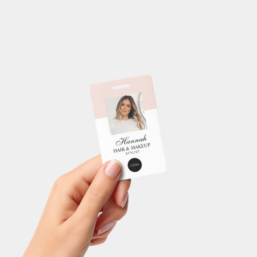 Blush Roze Script Logo Haar Foto Make-up Badge (Handheld)
