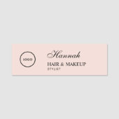 Blush Roze Script Logo Haar Make-up Naamplaatje (Voorkant)