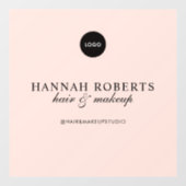Blush Roze Script Logo Haar Make-up Studio Raamsticker (Vel)